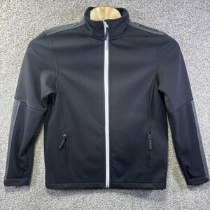 Abacus Jacket Mens Medium‎ Black Softshell Full Zip Fleece Lined Golf Pockets